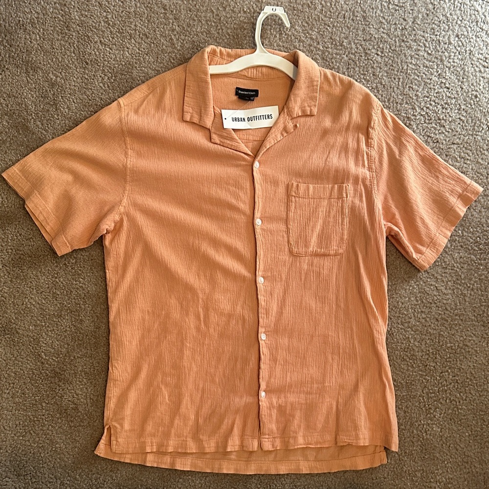 Urban Outfitters Men's Casual Peach Button Down Shirt